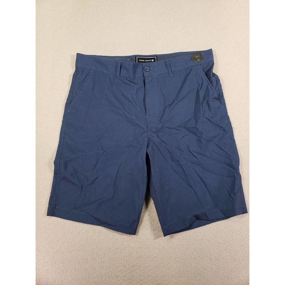 Ocean Current Shorts Mens 34 Chino Khaki Blue Polyester Mid Rise Pockets Preppy